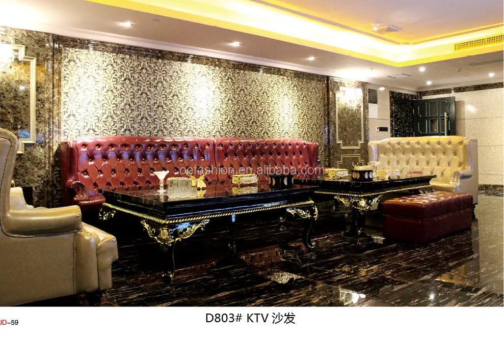 
OE-FASHION Customized Luxury new classic black leather sofa used night club furniture 
