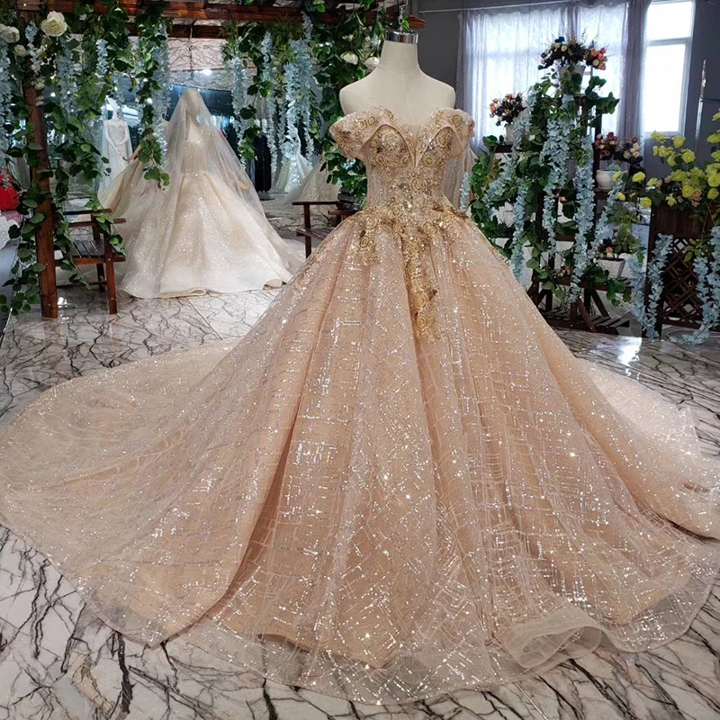 Jancember HTL377 prom dress beaded lace bling evening women off shoulder 3d flowers evening dress