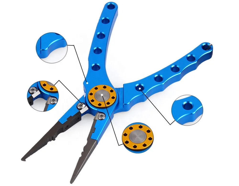 

Blue Portable Aluminum Alloy Fishing Pliers Lure Braid Cutter Scissors Hook Line Tackle Cutting Tools Pocket Plier Hot sale
