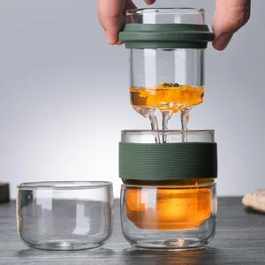 Image of Portable Outdoor Travel Drinkware Pyrex Glass Drinking Tea Cup Set