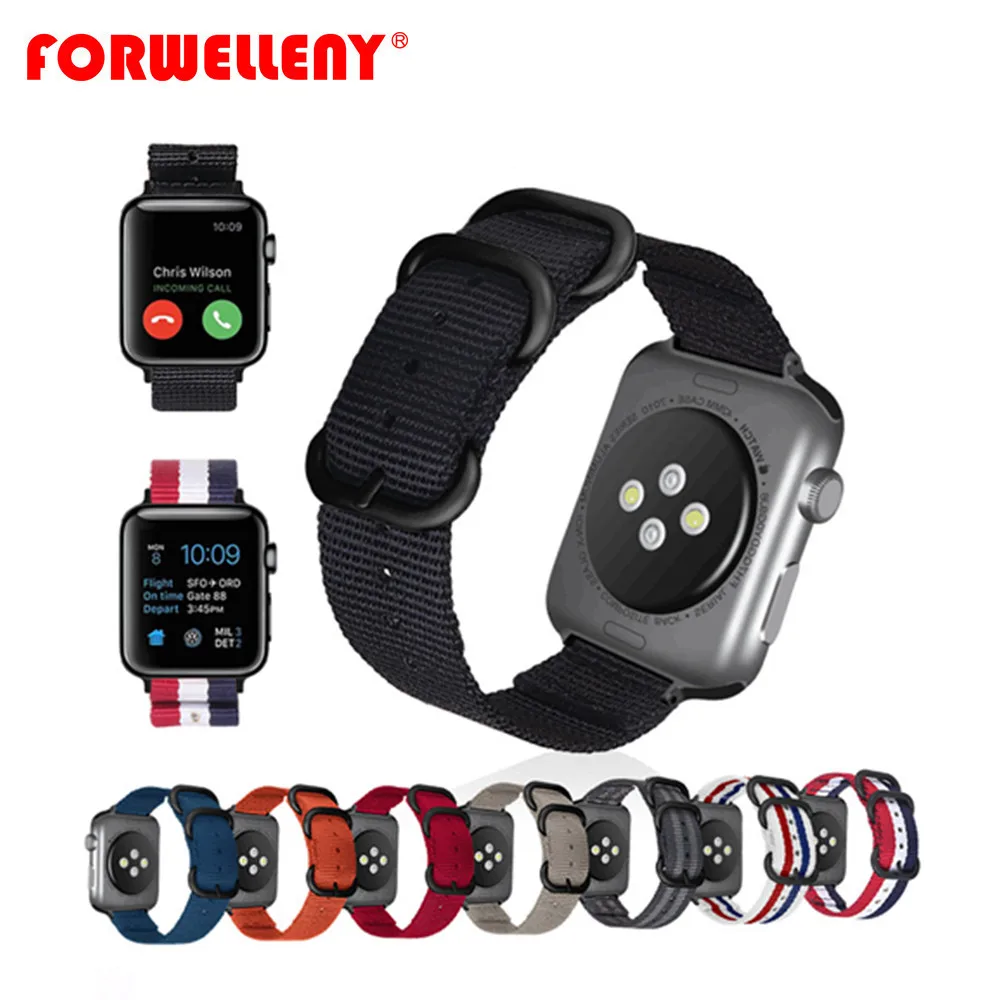 

Nylon Watchband Sport Band for iWatch Watch Strap for Apple Watch Series 4 3 2 1 38mm 42mm 40mm 44mm with Adapters