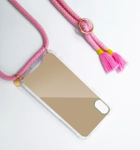 Cotton String Transparent Mirror Phone Case Lanyard