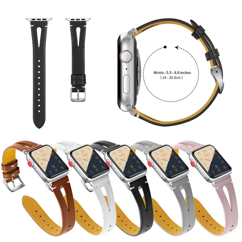 

2019 New for Apple Watch Series 1 2 3 4 38mm 40mm 42mm 44mm First Layer Cowhide Leather Hallow Out Strap Band, Various