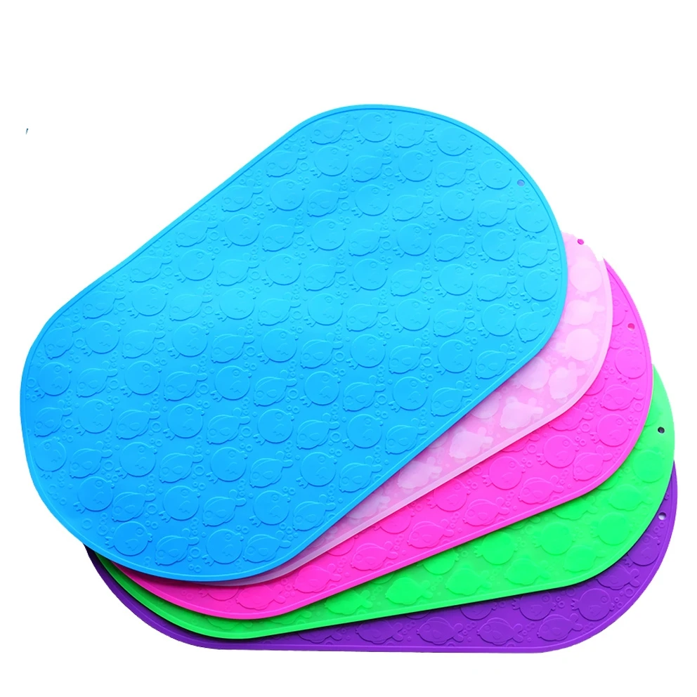 

Durable Newborn Kid Non-slip S Size Baby Shower Silicone Baby Bath Mat, Blue,green,purple,orange