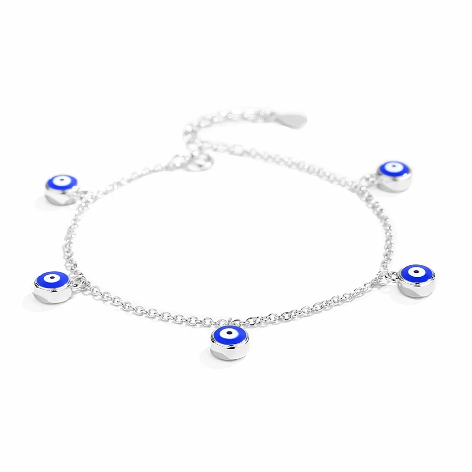 

Vintage 925 Sterling Silver Five Pieces Turkey Bue Eye Bracelets & Bangles For Women Silver Fashion Jewelry Gift