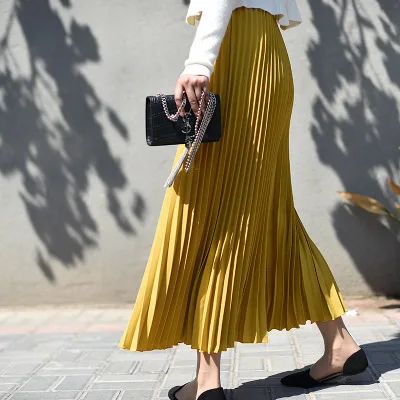 

ZH189B High Quality new fashion hot sale women long pleated skirt, As picture 10 colors