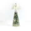 Wholesale glass christmas ornament LED angel decoration white feather fiber wings