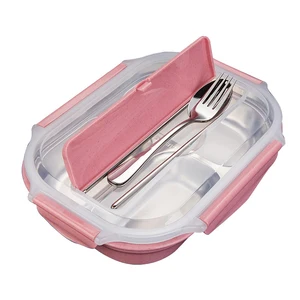 Image of Online Shop Creative Design Eco-friendly Durable Kitchen Gadgets 304 Stainless Steel Insulation Lunch Box With Fork Spoon