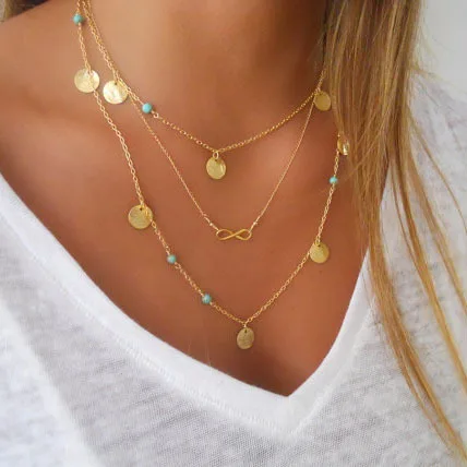 

Good quality promotional fashion infinity shape necklace gold pendant necklace