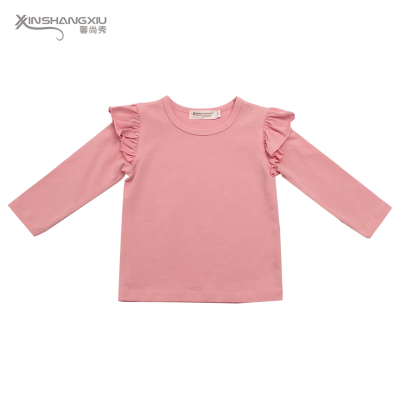 
Spring and Autumn kid clothing long sleeve t shirt for girls 100% cotton with lace collar Baby girl clothes 