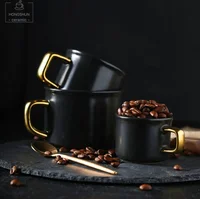 

Porcelain simple Gold Rim Coffee Drinking Mug Cup Ceramic Drinkware Afternoon Tea Cups Juice Milk Handle Mugs