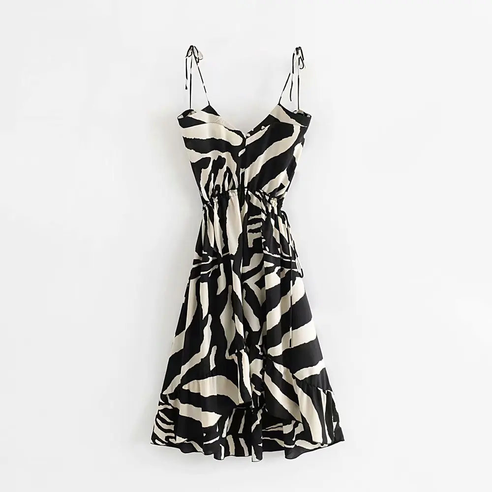 

Zebra pattern printed backless long summer chiffon dresses women sexy wholesale chiffon clothing