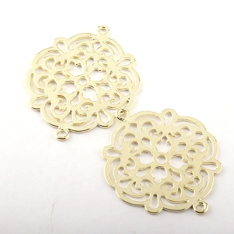 

Round Hollow Flower Metal Fitting Connector for Making Necklace Bracelet Earring Jewelry Accessory, Gold color