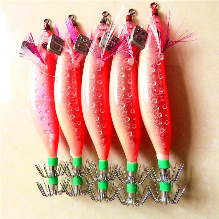 
green blue red orange banana shape luminous squid jigs squid hooks in indonesia and malaysia market 