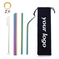 

stainless steel metal inox custom reusable bubble tea boba straw with case