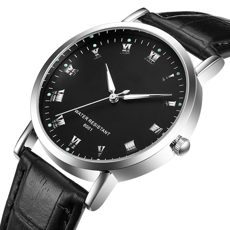

Top Brand Men's Watch Nightlight Luminous Leisure Simple Ultra-thin Leather Alloy Quartz Watch, 4 colors