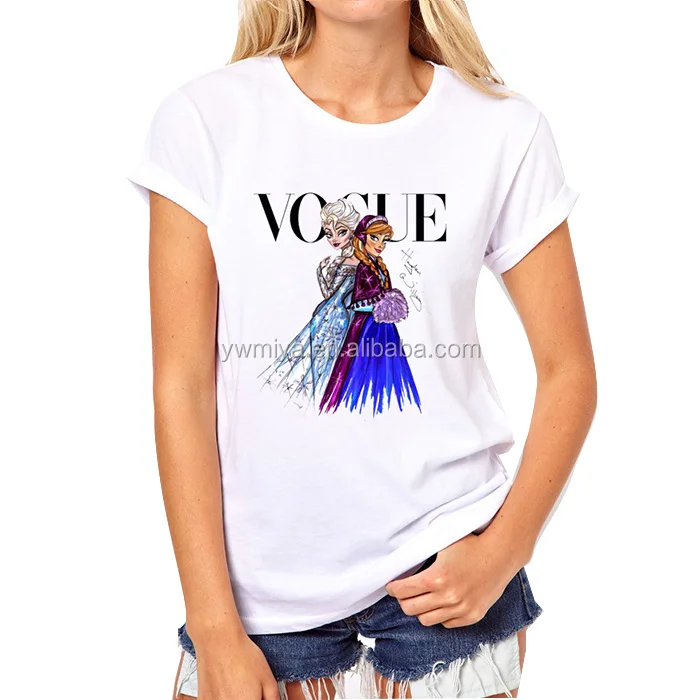 

CY-108 New fashion hand-drawing pattern print white t-shirts for women summer casual tops wholesale ladies short sleeve shirts, Picture show
