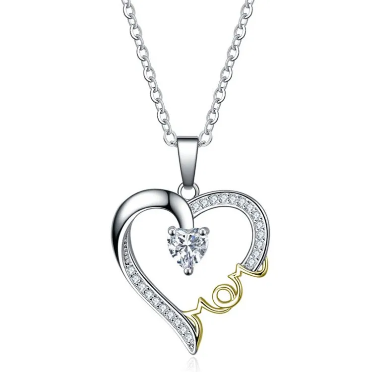 

High-grade love type MOM necklace Mother's Day Zircon pendant necklace Hundred take Party dress accessories jewelry