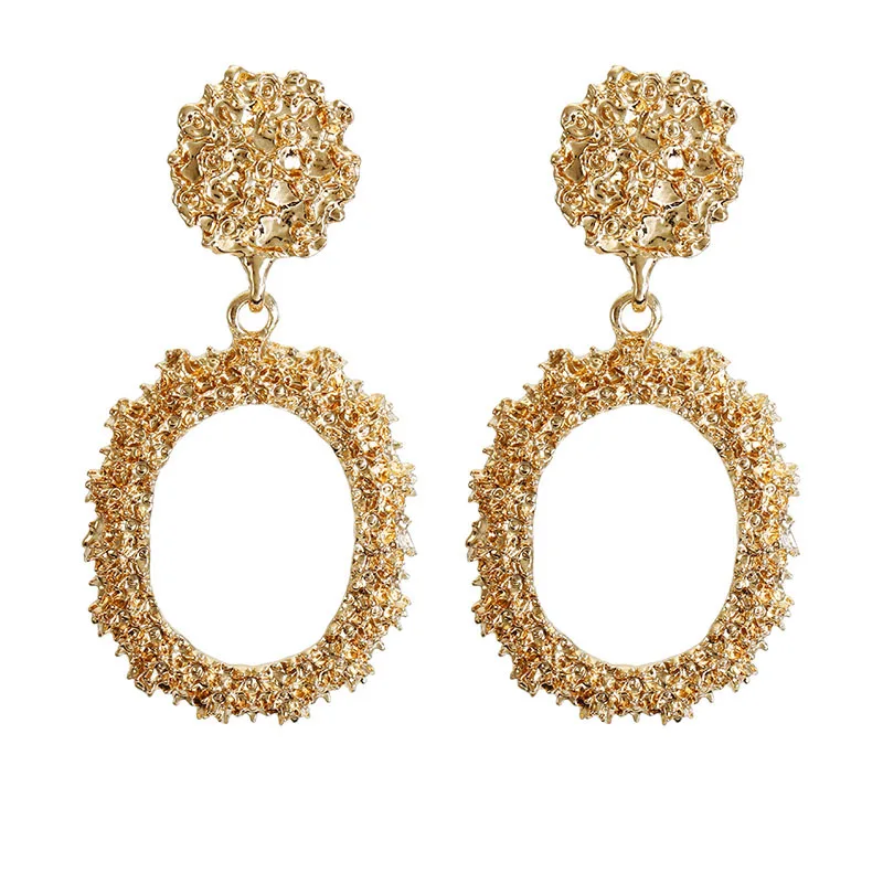 

2019 Luxury Metal Stud Statement Earrings Gold Plated Hoop Earrings Jewelry