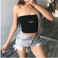 

2019 New Arrival Summer Fashion Solid Sexy Girls Sleeveless Women Knit Custom Logo Tube Crop Tops Mujer