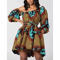 

Latest Style High Waist Long Sleeve Spring Printed Dashiki African Dress Styles 2019