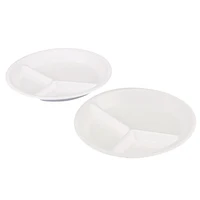 

10 inch Disposable foam ps material round 3 compartment dinnerware plate for party trays and wedding plate food container