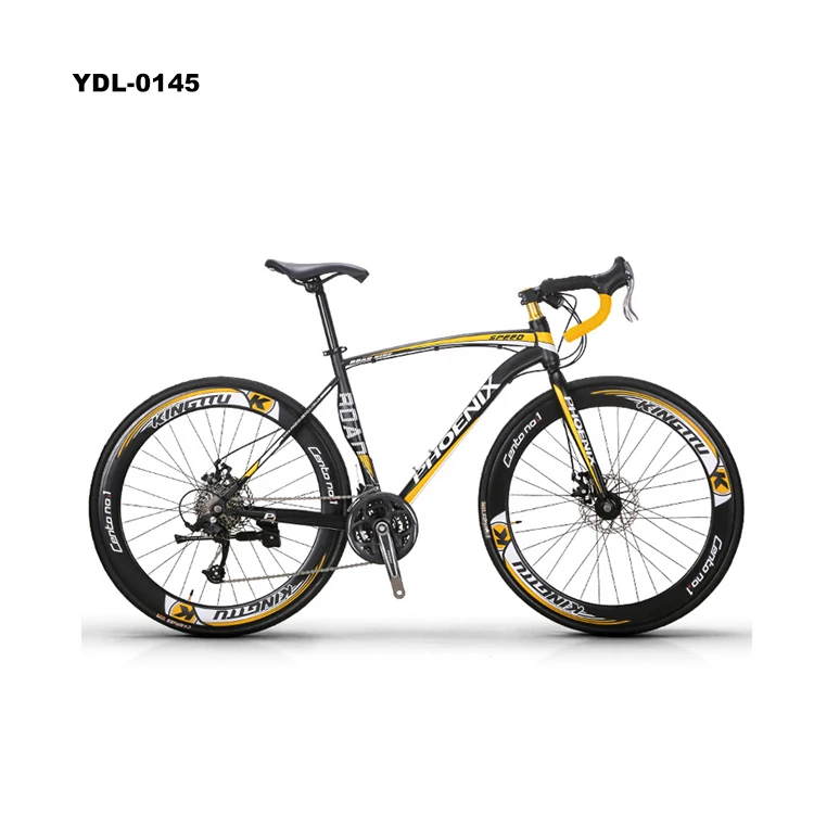 

China Factory Supply Aluminum Alloy FrameDouble Disc Brakes Road Bike 27 Speed 700C Sports Bikes, Red yellow blue