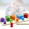 Kids Educational Wooden Fishes Four Sets of Columns Block Toys Magnetic Fishing Game Geometry Matching Blocks