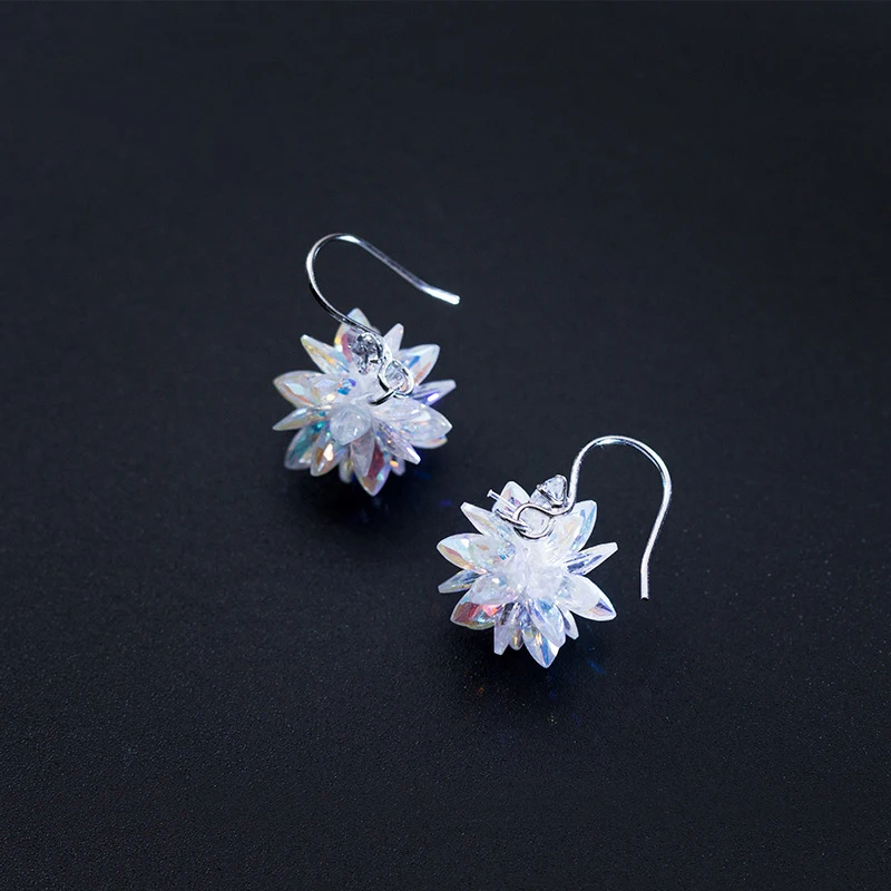 

925 Sterling Silver Ice Crystal Flower Drop Earrings