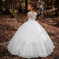 

2019 New arrival Handmade High Quality Girl Wedding dress Flower girl Dress Children Christening Costume Party Long Gown