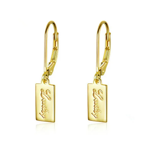 

Custom Gold Plated Engraving Earrings 925 Sterling Silver Hoop Earrings for Women, Gold/ silver