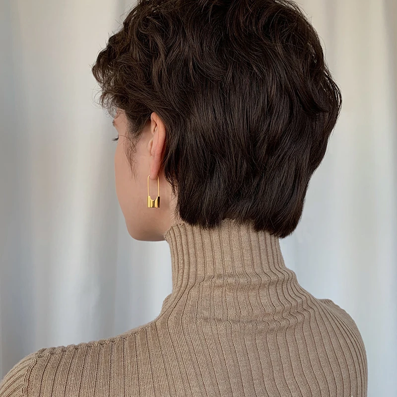

DanYuan Padlock Earrings in Gold Delicate Earrings Padlock Design Stainless Steel Jewelry, Picture