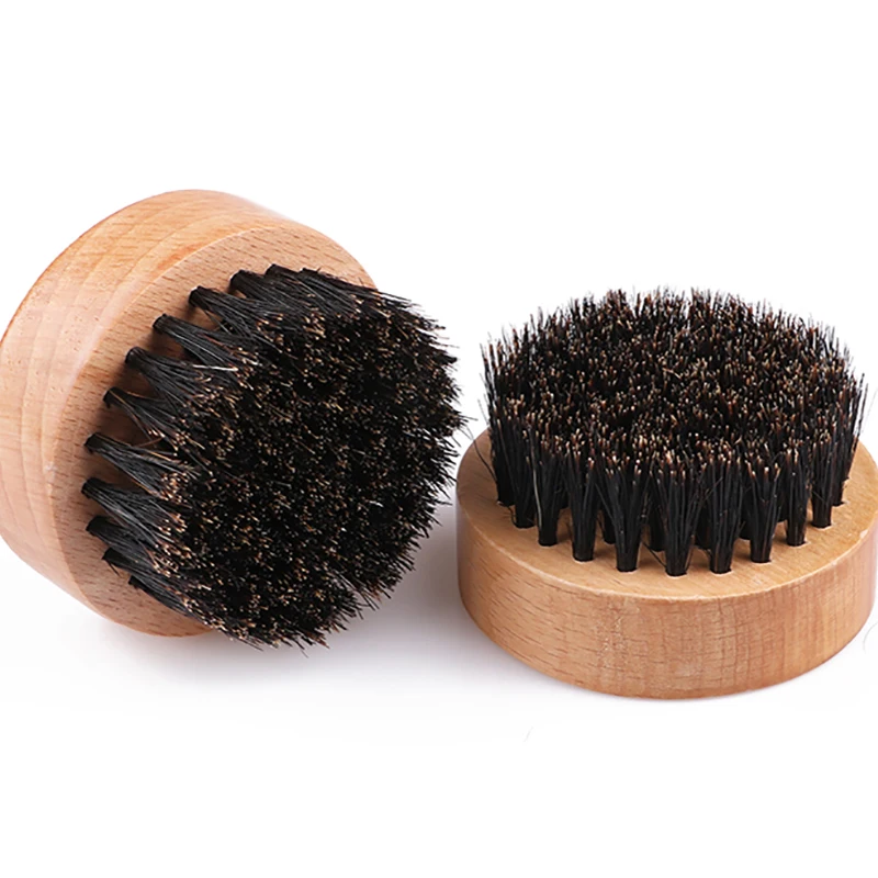 

Amazon Hot Selling Boar Brush Wooden Bamboo Round Boar Hair Bristle Beard Brush, Wood color