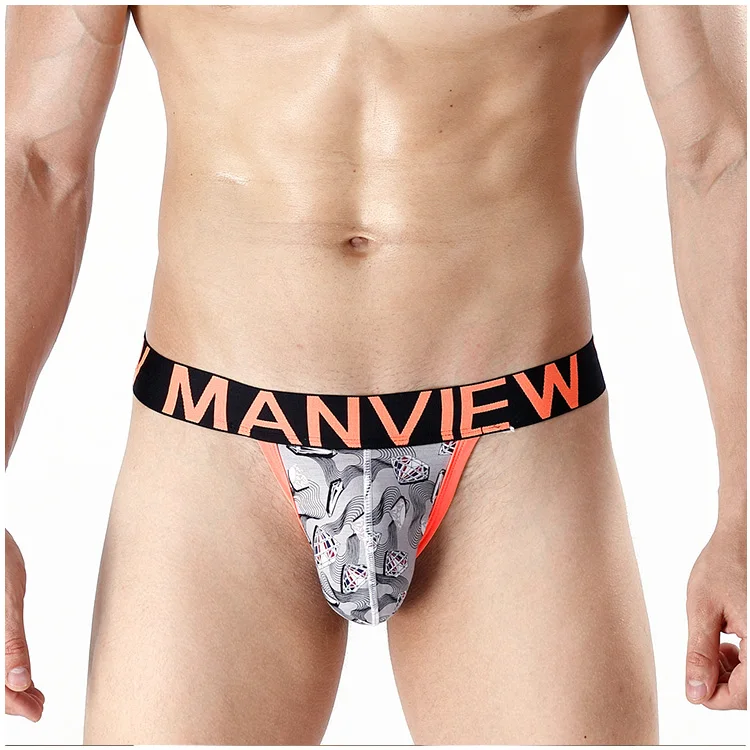 

Print male lingerie bamboo jockstrap men sexy underwear wholesale, Print colors as photo