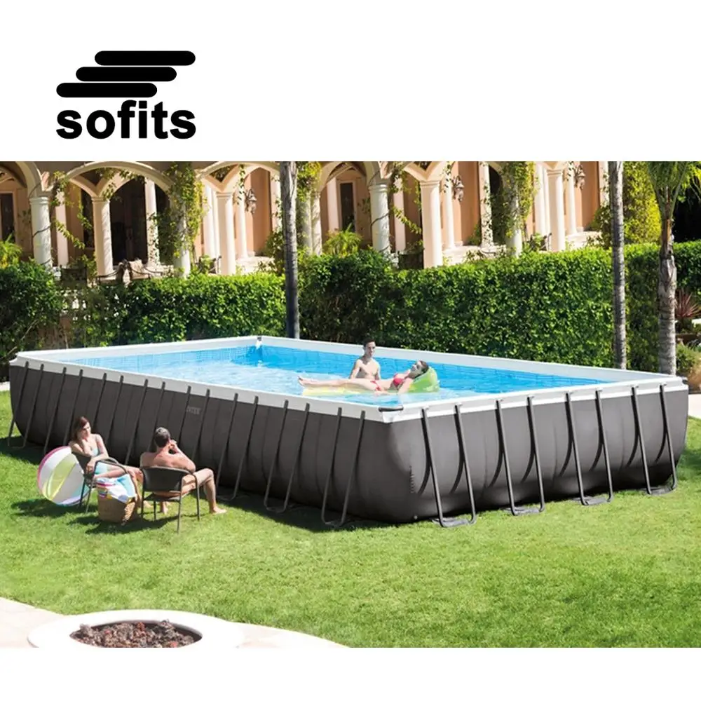 

Ready to Ship Intex Original 26352 Ultra Frame Rectangular Set Above Ground PVC Swimming Pool, As picture