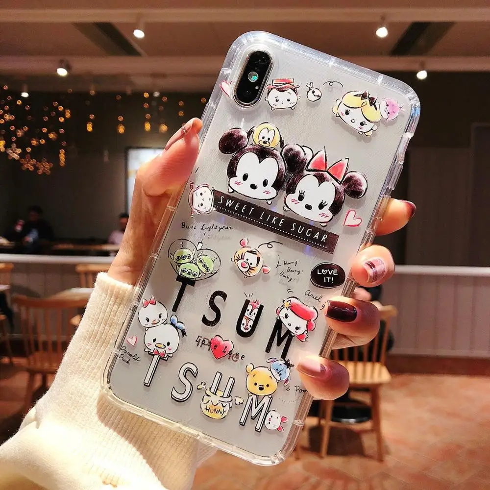 

For iPhone 8 8Plus 7 Plus 6 6s Plus Case Cartoon Minnie Mouse Chip Dale Soft Transparent TPU Protector Cover, Clear