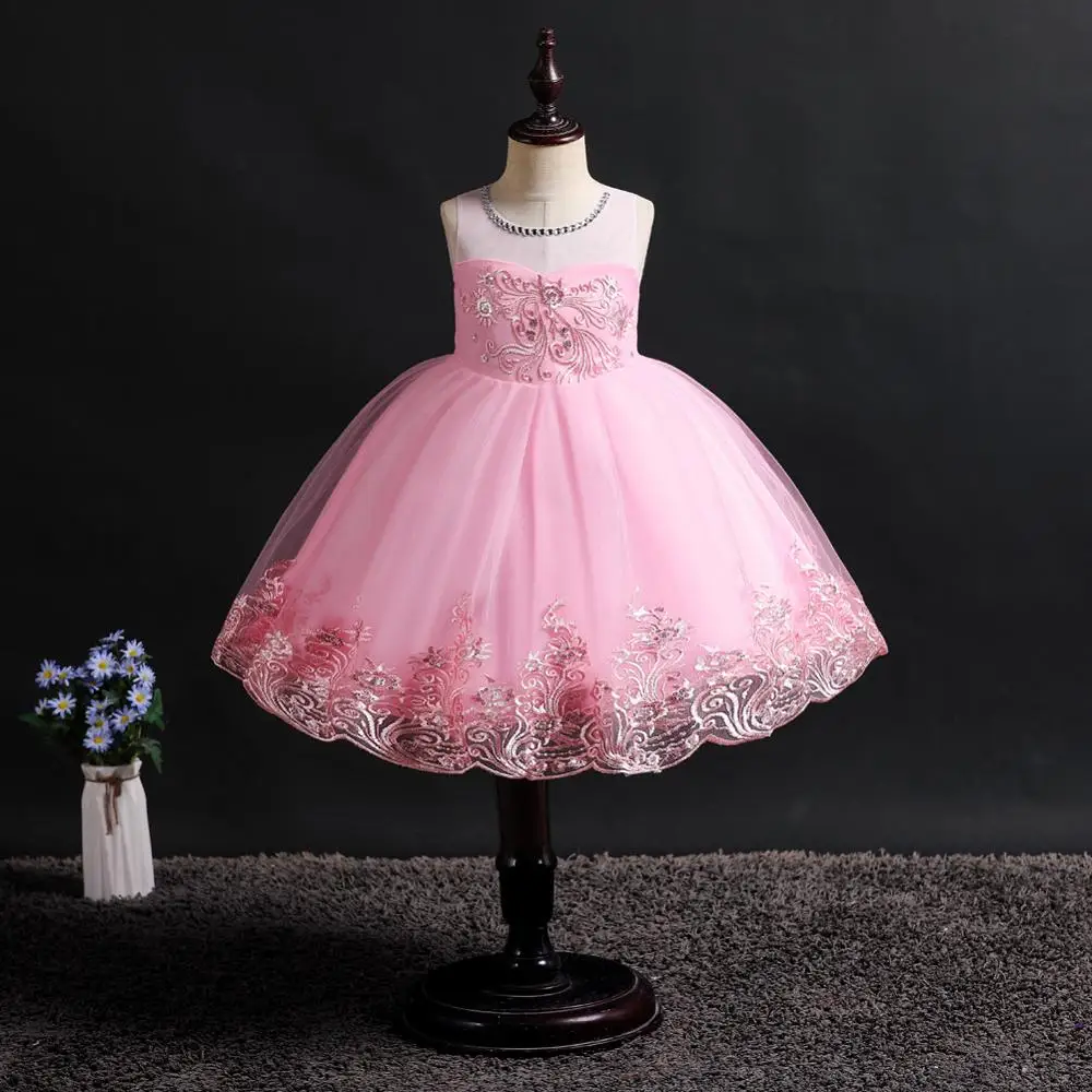 

Handmade applique princess flower luxury prom girls party dresses kids wear