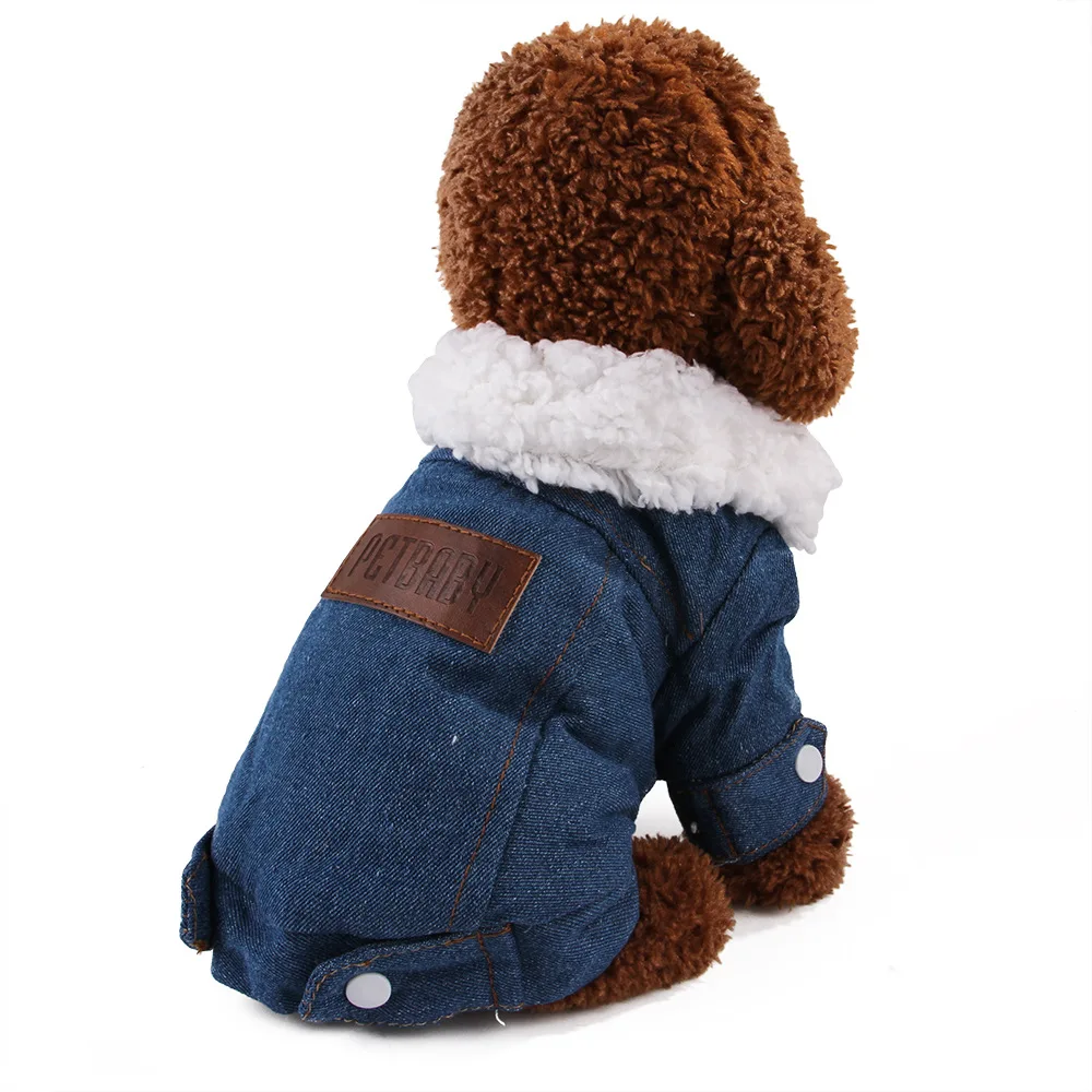 
Yangyang pet Windproof Thick Jeans Jacket for Winter Cold Weather Warm Dog Coats 