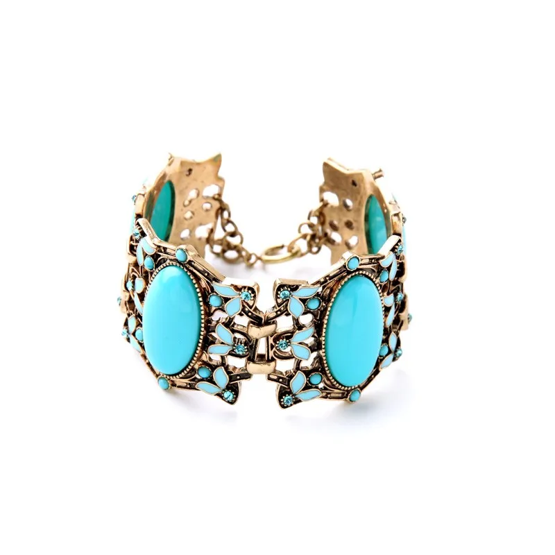 

sl00451 Qingdo Kiss Me Wide Big Green Gem Chrome Free Resin Zinc Alloy Europe Popular Cicret Bracelet, N/a