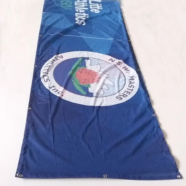 
Promotional Full color printing UV proof wind resistant advertising outdoor polyester fabric mesh fence banner 