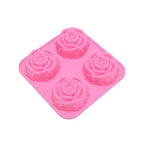 

4 Cup rose Flower Silicone Cake Ice Cream Chocolate Mold Soap Silicone Molds 3D Cupcake Bakeware Baking Dish Cake Pan