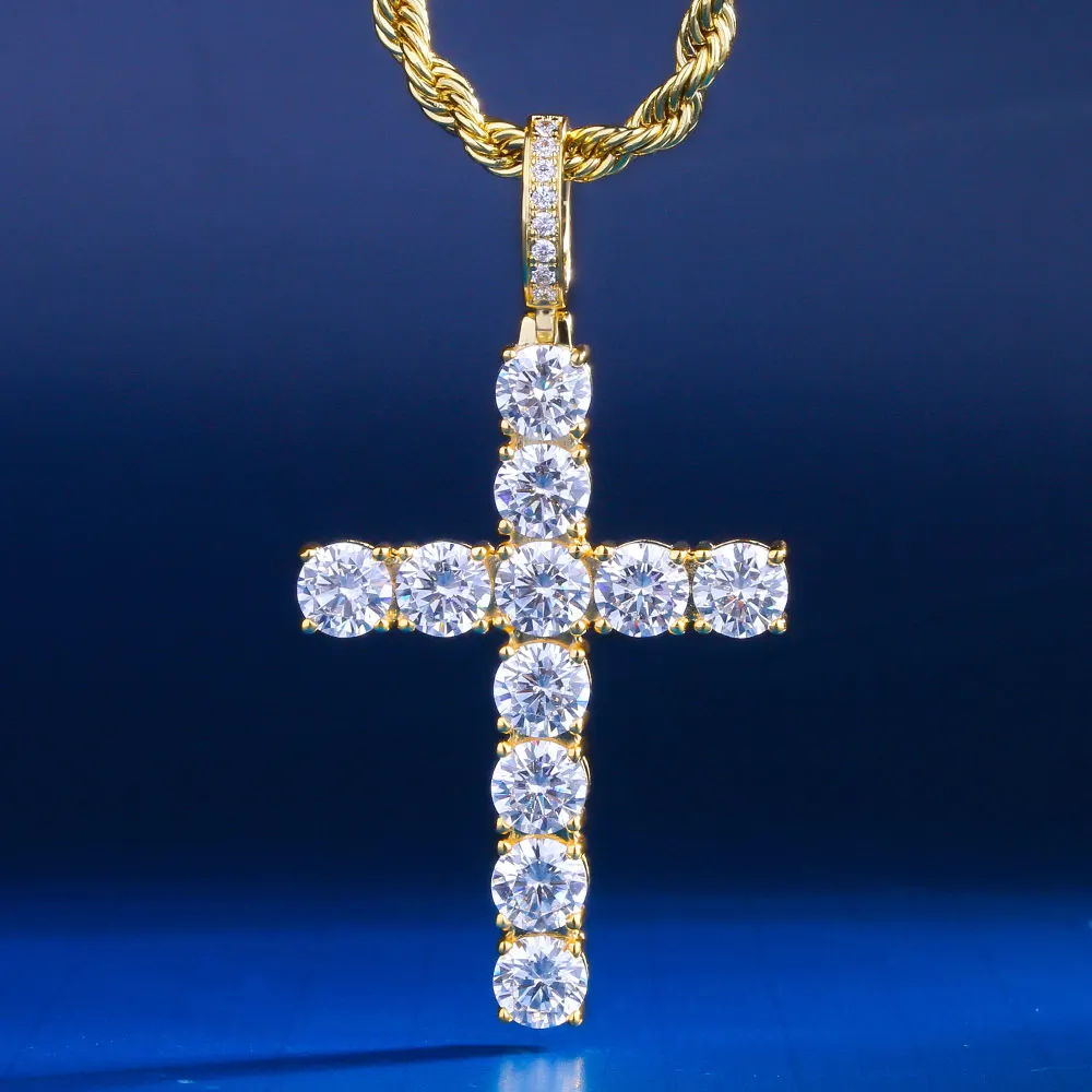 

KRKC&CO 14K Gold Iced Out Cross Pendant Hip Hop Jewelry for Men for Wholesale Agent in Stock iced out cross