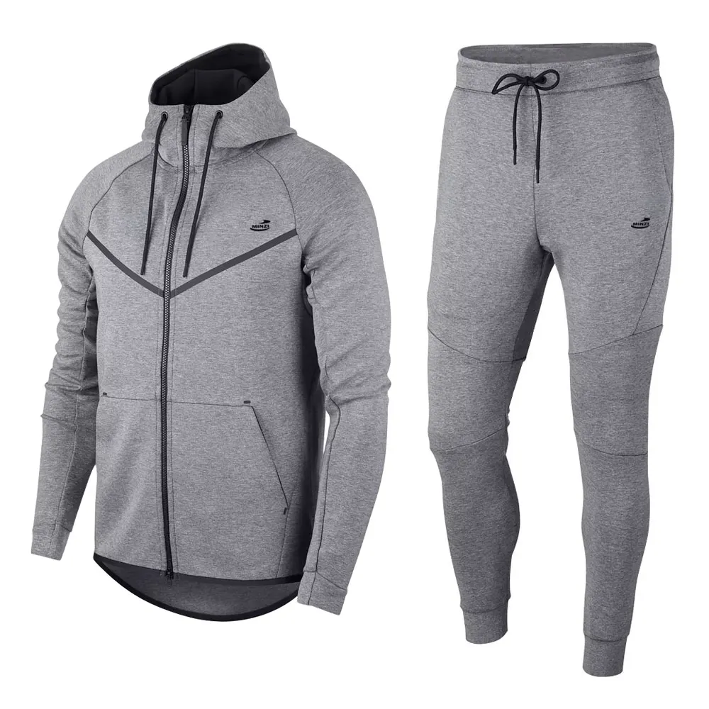 

Grey 2 Piece Sport Set Sports Wear Men Set Factory Sell Zip Up Set, Customized colors