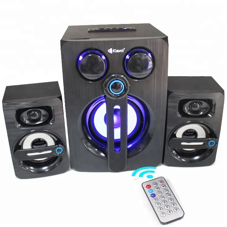 

Speaker 2.1 with USB SD FM Remote Control 2.1 Subwoofer Speaker, Black