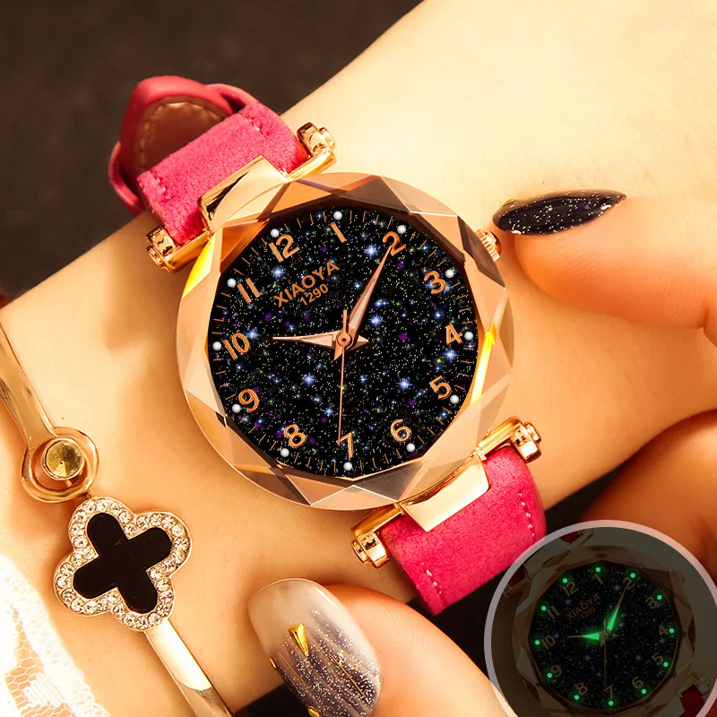 

Fashion Women Watches 2019 Best Sell Star Sky Dial Clock Luxury Rose Gold Women's Bracelet Quartz Wrist Watches, 9-color