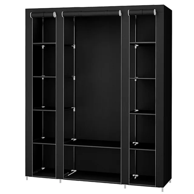 

2020 Year Cheap Folding Cupboard Fabric Wardrobe For Bedroom Furniture and Portable Wardrobe Feature, Black