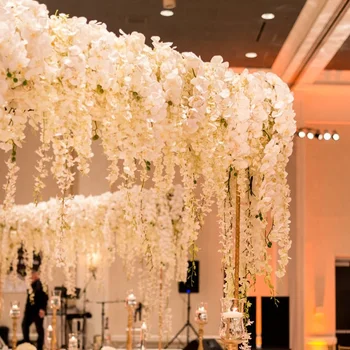 Giga White Wedding Hanging Wisteria Artificial Flower Kissing Ball