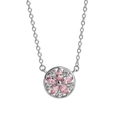 

New Stylish S925 Silver Shkura Pendant Creative Simple Pink Necklace Jewelry sets