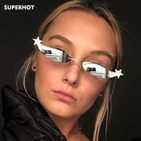 

10950 Superhot Eyewear 2019 Fashion Cat Eye Sun glasses Small Rimless Sunglasses