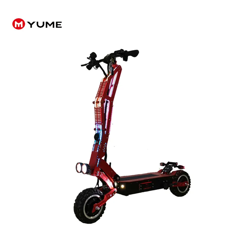 YUME 11 inch 5000 dual motor 60V 42AH Electric Foldable electric scooter with front C shock air suspension